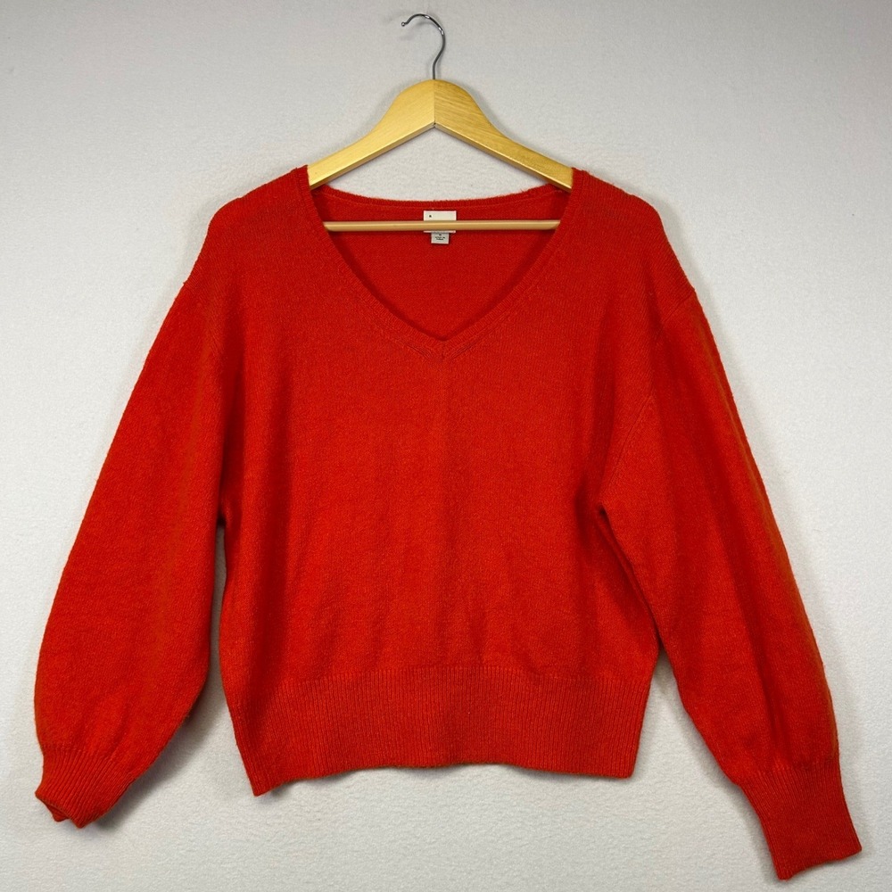 Vibrant Cozy A New Day Women S Orange‎ Red Pullover Knit Sweater Relaxed Casual